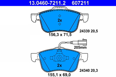ATE - 13046072112-ATE - Brake Pad Set, disc brake