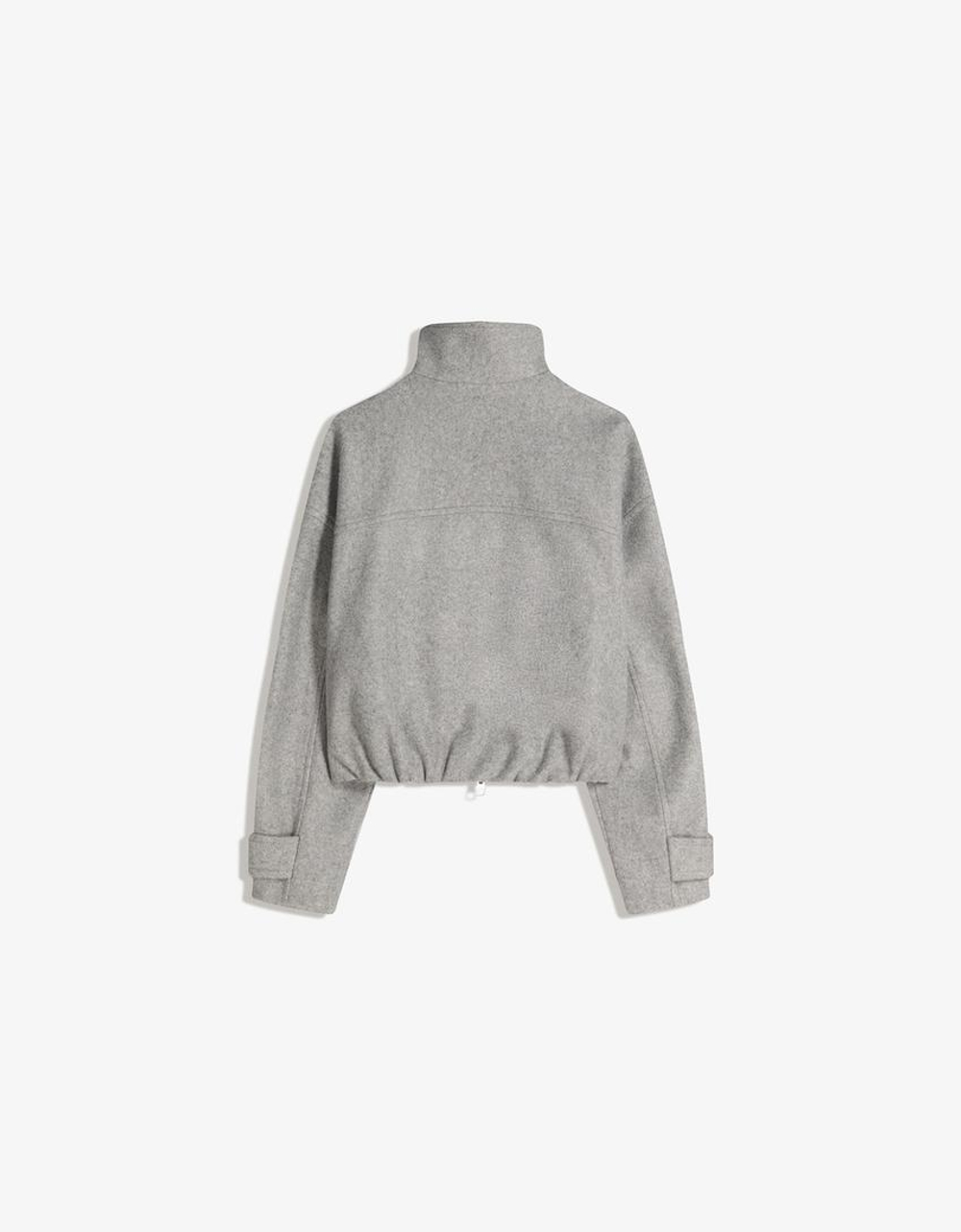 BERSHKA Мягкая куртка на молнии, серый