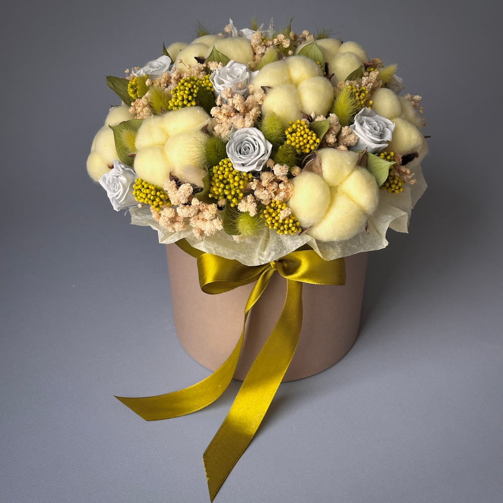 «Лимонад» - композиция из стабилизированных цветов и сухоцветов