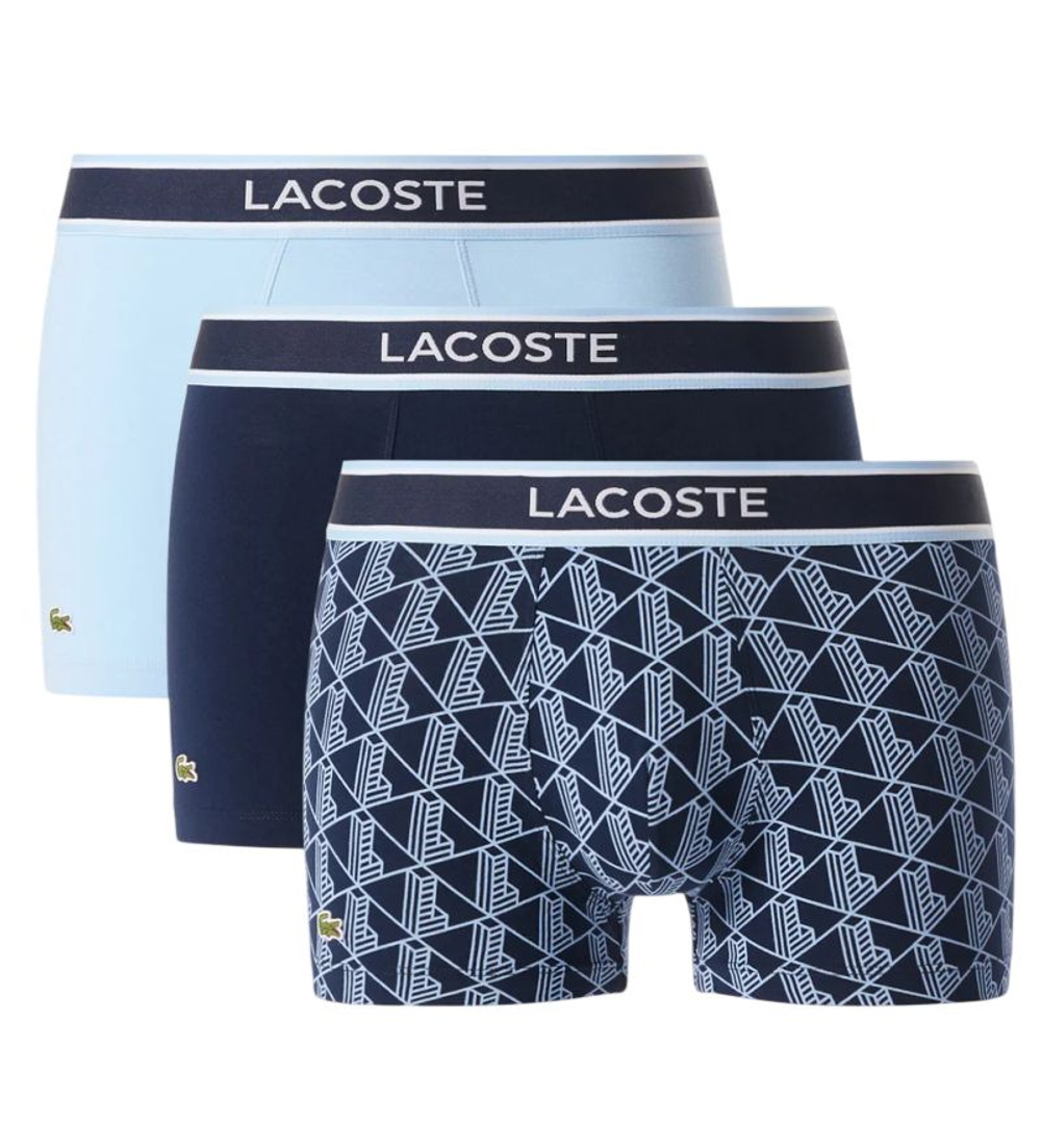 Боксерки теннисные Lacoste Mit Monogrann Trunks 3P - navy blue/blue