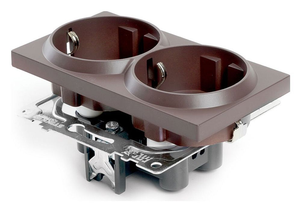 Розетка двойная с заземлением и со шторкой, без рамки Stekker Катрин 49030