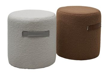 Пуф для гостиной HARTA NINI-01 Белый, teddy  / TKS-07 серый, экокожа
