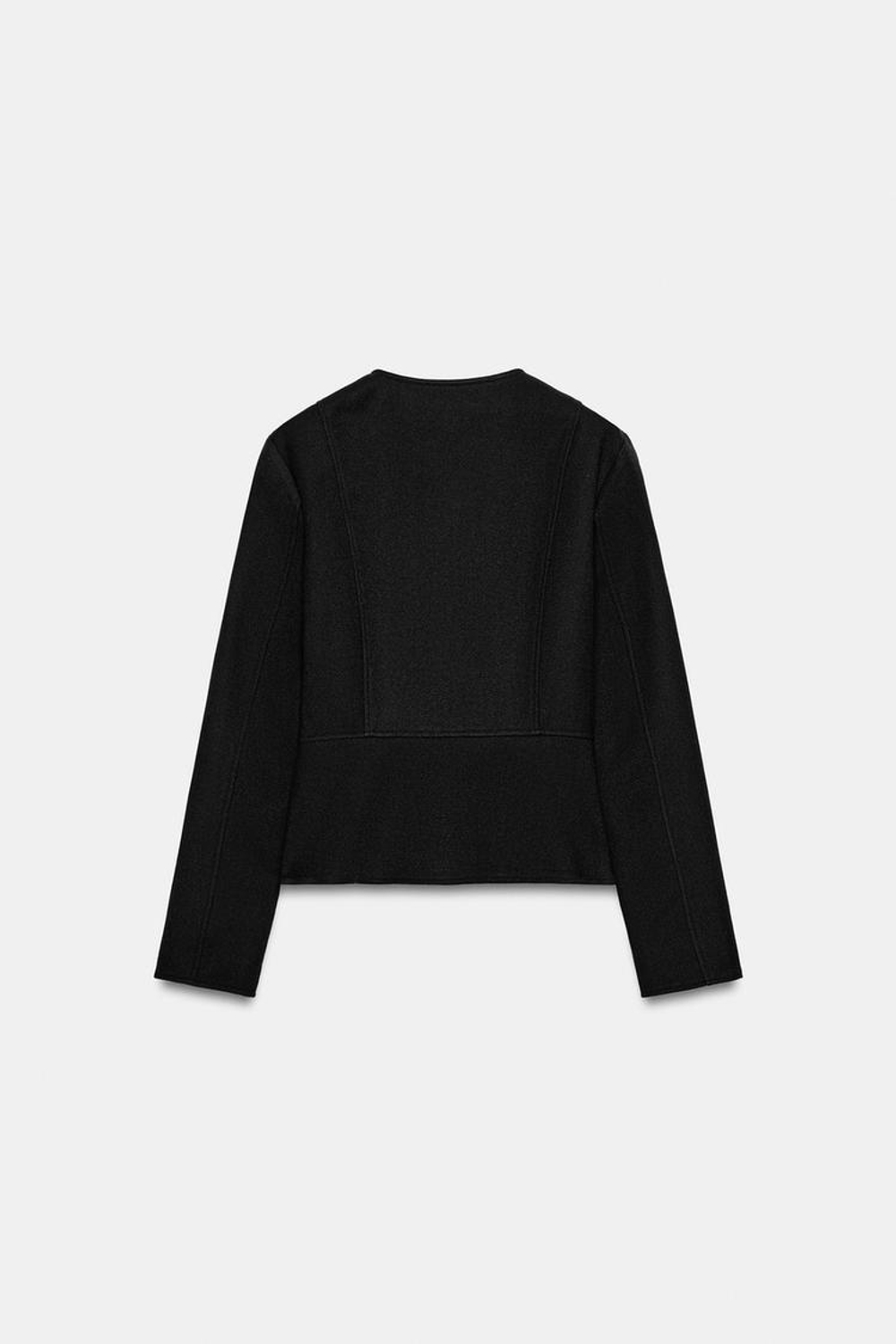 ZARA МЯГКАЯ КУРТКА С БАСКОЙ, ЧЕРНЫЙ