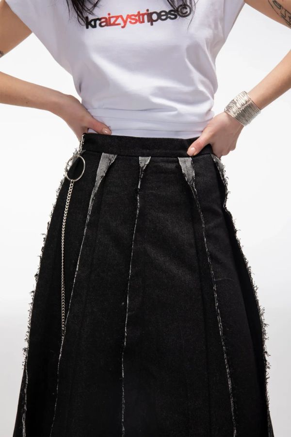 Юбка Макси из джинсы черная - фото 2