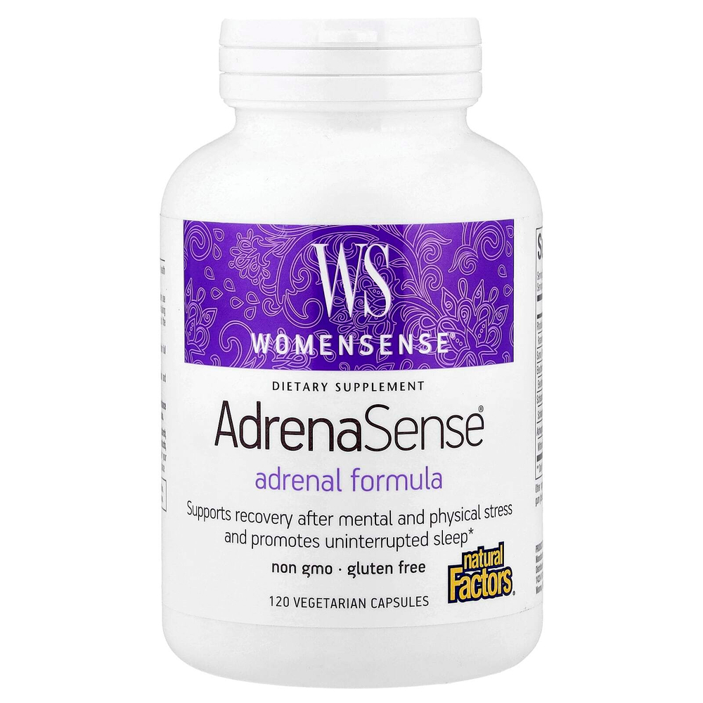 Natural Factors, WomenSense®, AdrenaSense®, формула для поддержки надпочечников, 120 вегетарианских капсул