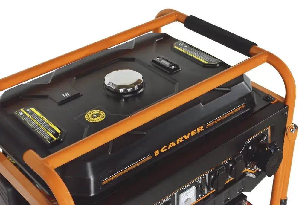 Генератор бензиновый CARVER PPG-10000Е (LT-192FВ, 8.0/8.3 кВт, 220В, бак 25л, эл.ст, медь) / бензогенератор / резервное питание