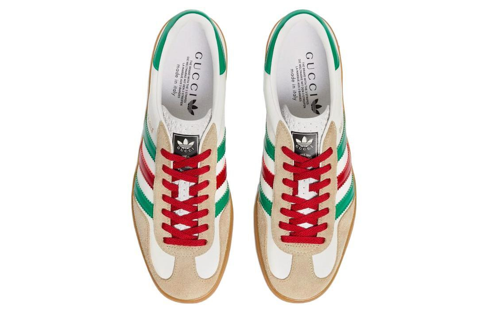 Adidas originals x GUCCI Gucci Gazelle leather casual lace-up fashion sneakers men's white