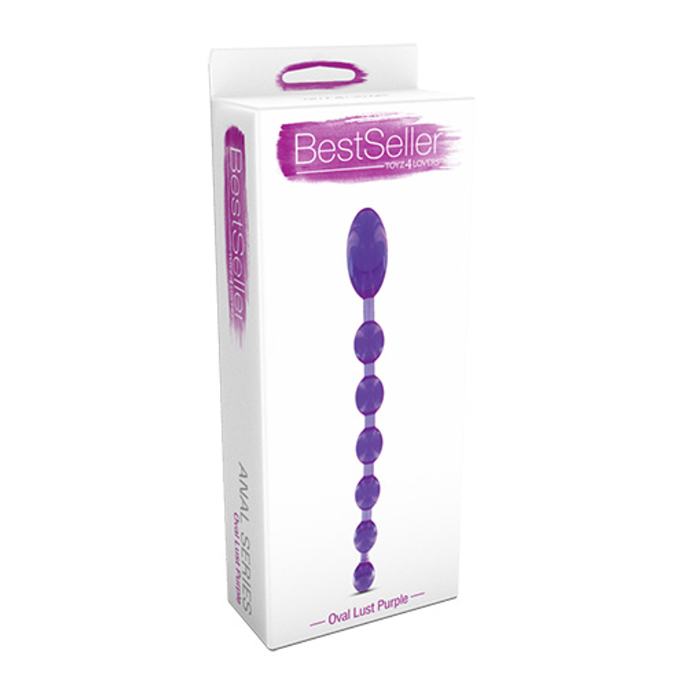 Фиолетовая анальная цепочка ANAL DILDO OVAL LUST - 27,5 см. (Цвет: фиолетовый)