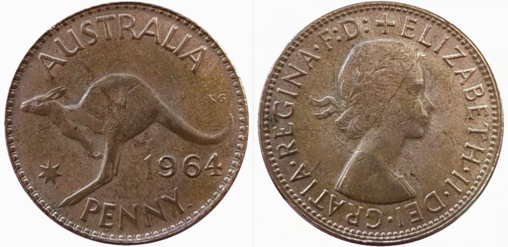 Австралия 1 пенни, 1964
Точка после PENNY. VF
