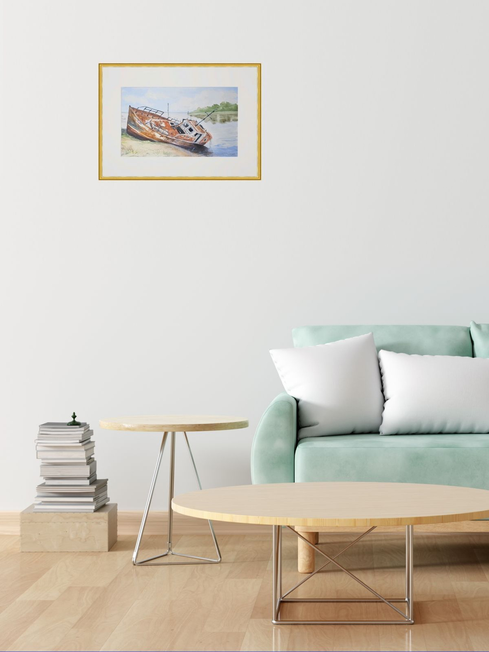 Картина авторская акварельная в паспарту 30х40 см на стену для интерьера "Последний причал"