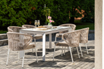 4SIS "Венето" обеденная группа на 6 персон со стульями "Милан", каркас белый, роуп бежевый
