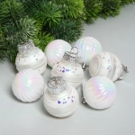 Набор шаров «Восхищение» 5 см (в наборе 8 шт), Белый, серебро