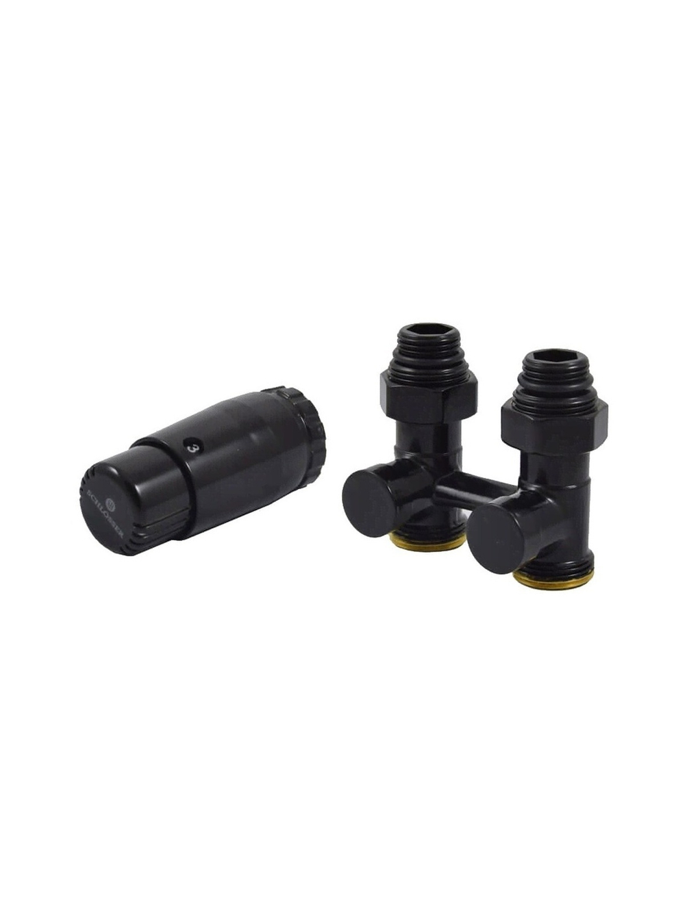 Комплект узла нижнего подкл SCHLOSSER прямой STANDARD 3/4" (Ral 9005) с термогол. М30х1,5, ниппеля 1/2"Х3/4"