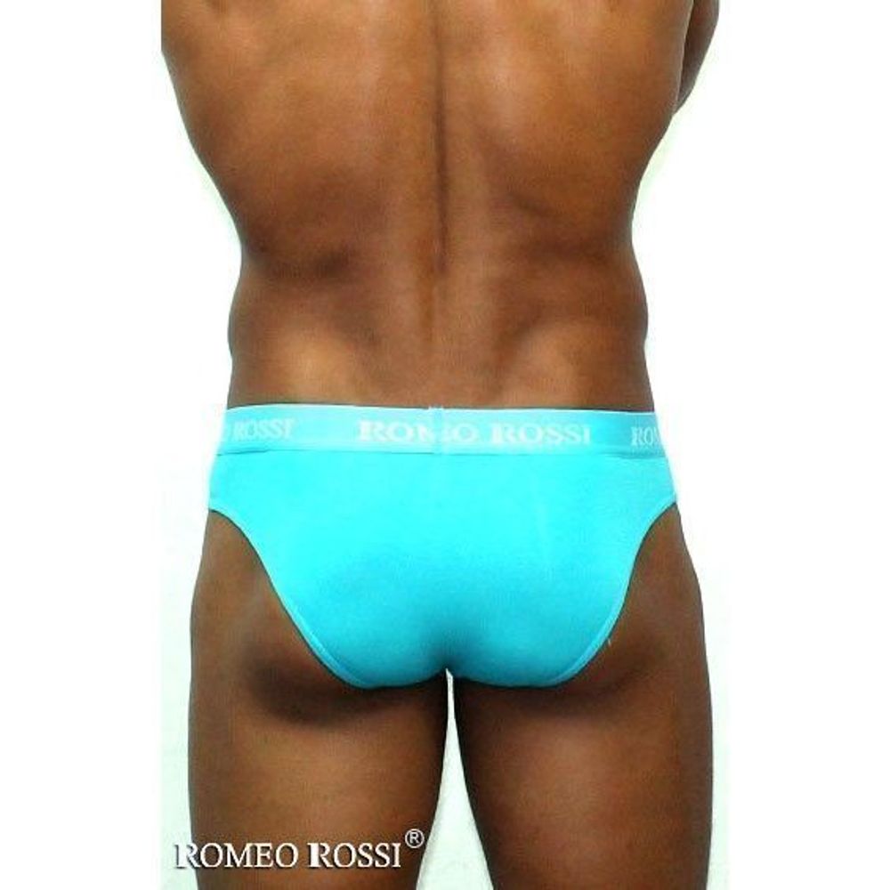 Мужские трусы брифы c резинкой Romeo Rossi бирюзово-голобые RR2006-11