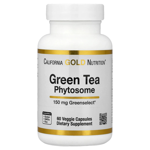 California Gold Nutrition, Green Tea Phytosome, фитосомы зеленого чая, 150 мг, 60 растительных капсул