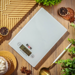 Весы кухонные электронные, стекло закаленное, Rion, платф, точн 1 г, до 5 кг, LCD-дисп, бел, BB-K08