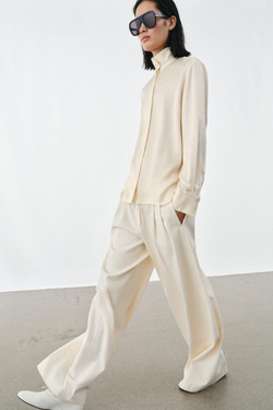 ZARA СВОБОДНАЯ РУБАШКА ИЗ АТЛАСА — ZW COLLECTION, ЭКРЮ