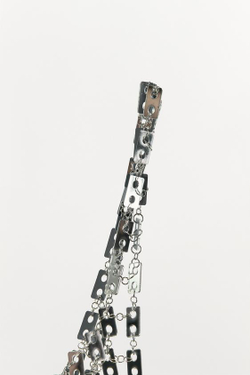 ZARA МЕТАЛЛИЧЕСКИЙ ТОП С ЗЕРКАЛЬНЫМИ ДЕТАЛЯМИ, СЕРЕБРИСТЫЙ