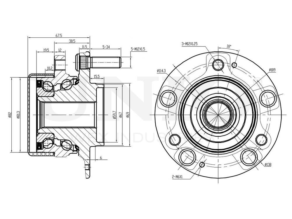 Ступица передняя (с ABS) UNIO HUB-20216