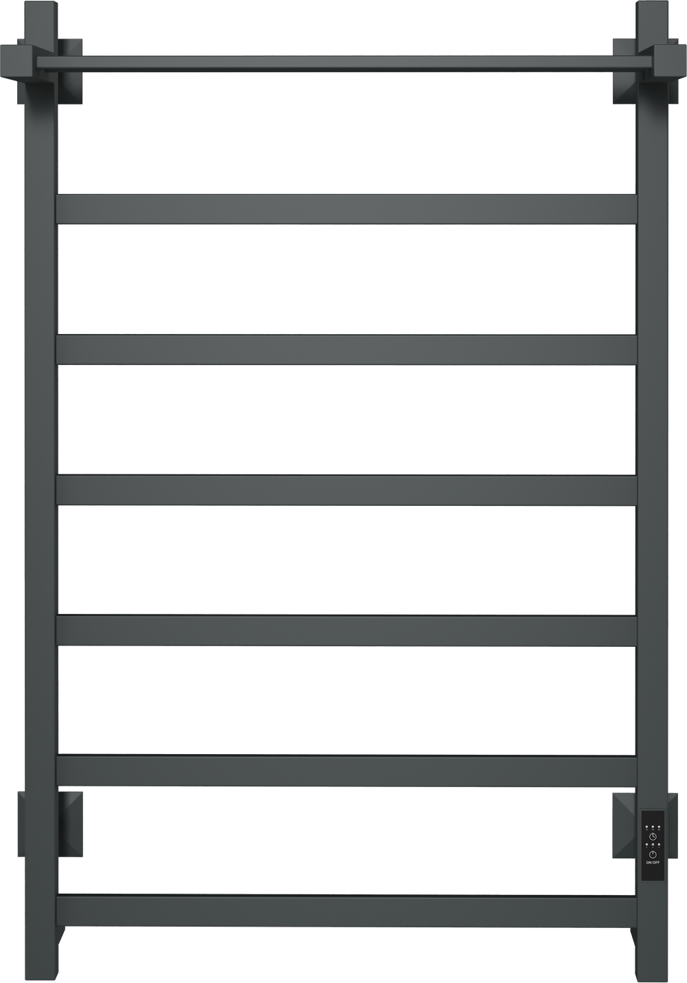 Полотенцесушитель электрический EWRIKA Пенелопа КВ7 80x55 см, подключение справа, слева, скрытое подключение справа, графит, лесенка, из стали, с полкой