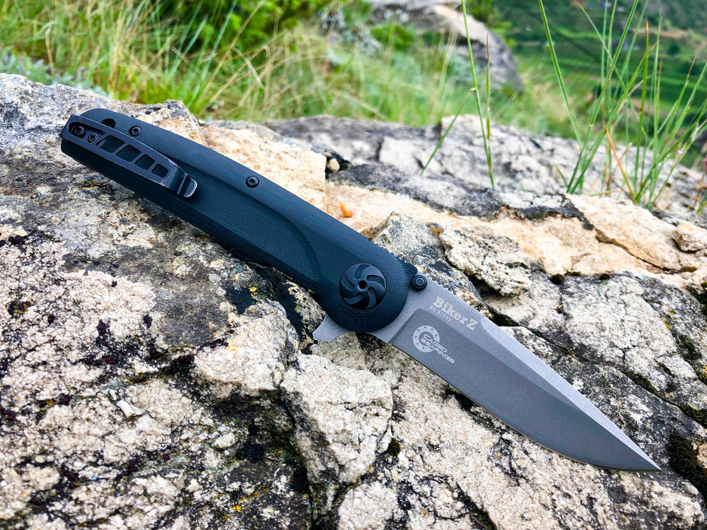 Складной нож Biker Z M390 Black G10 StoneWash