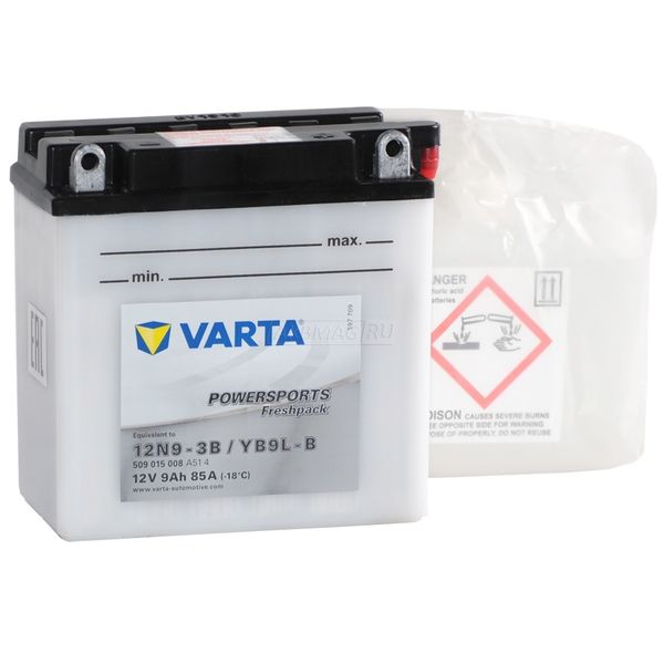 Аккумулятор для мототехники VARTA Powersports Freshpack 12N9-3B/YB9L-B 85 А обр. пол. 9 Ач (509 015 008)