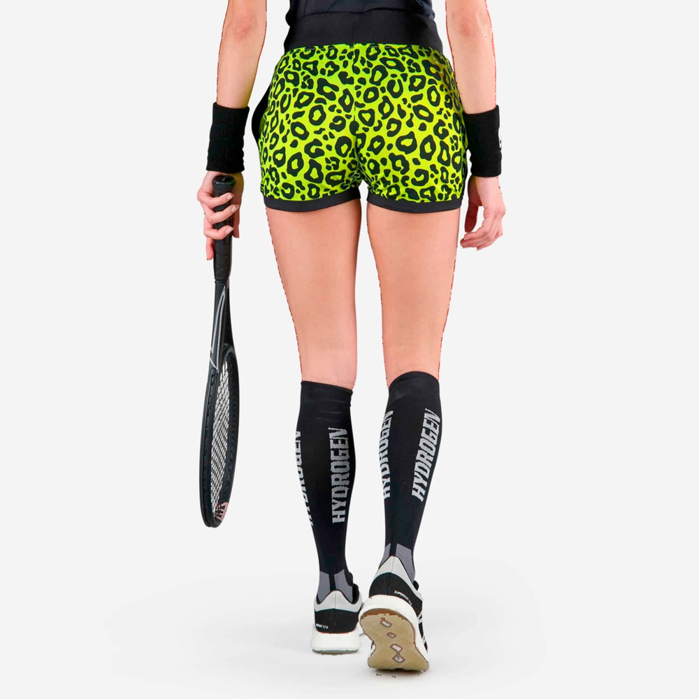 Женские теннисные шорты Hydrogen Tech Panther Shorts Women - Neon Yellow, Black