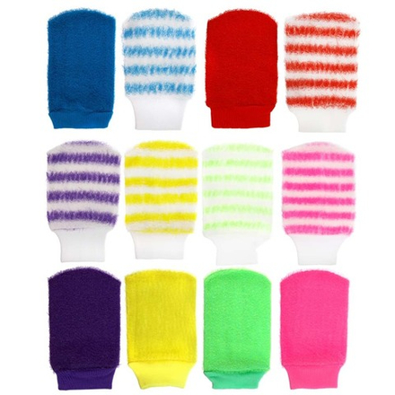 ЮL Мочалка рукавица банная с отшелушивающим эффектом, полипропилен, 11х19см, 6-12 цветов