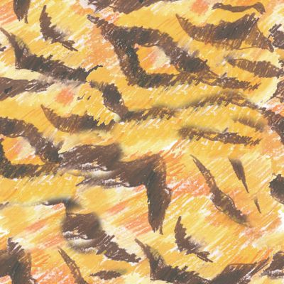 Бесшовный паттерн с тигриным принтом восковыми мелками