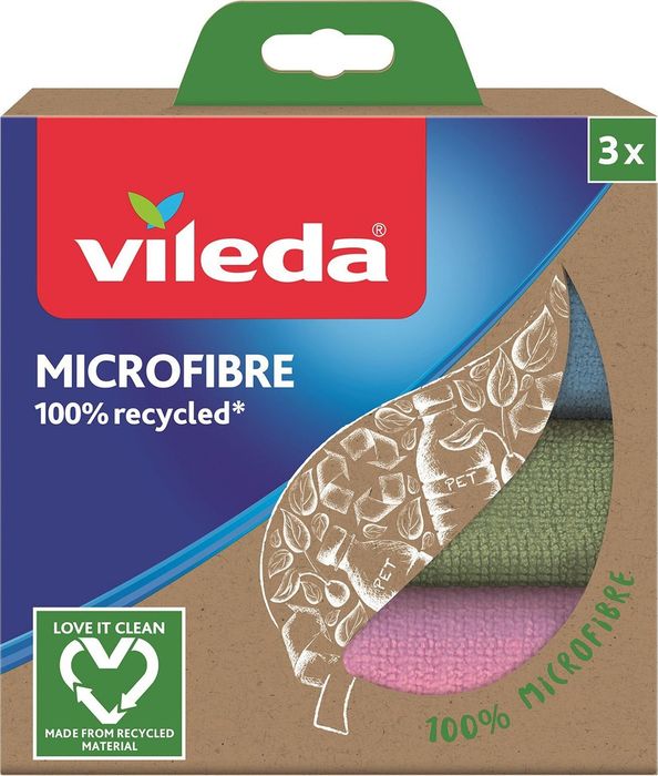 Vileda Салфетка Микрофибра Эко Microfibre 100% recycled, 3 шт