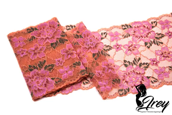 194 Кружево эластичное 19 см, Италия, весна, имбирь