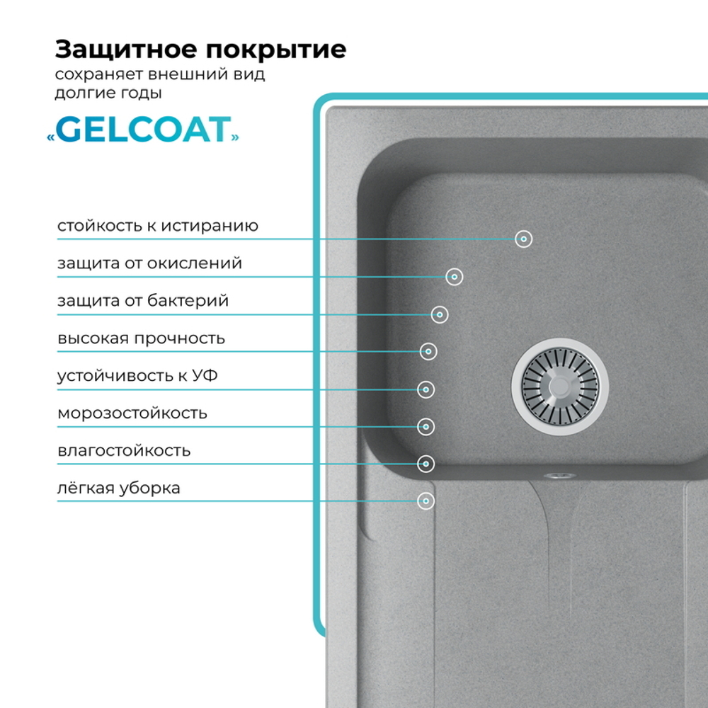 Мойка POLYGRAN ALTO-780 серый № 14