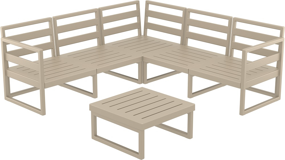 Комплект угловой пластиковой мебели Siesta Contract Mykonos, бежевый, темно-серый