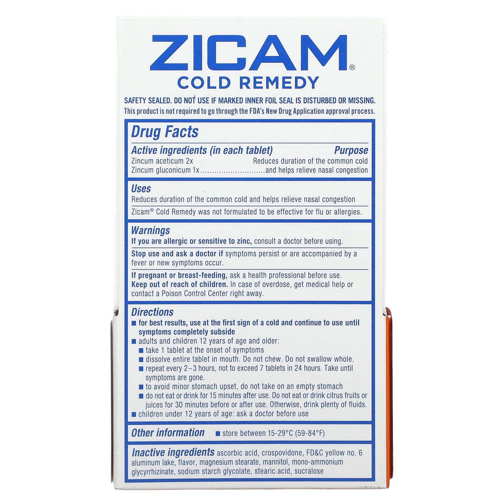 Zicam, Cold Remedy, RapidMelts, цитрус, 25 быстрорастворимых таблеток