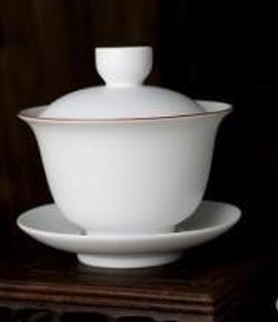 268051.9 Гайвань МАТОВЫЙ ФАРФОР "Белая с ободком" h=9,5 см, d=10 см, 180 мл, фарфор мат.белый