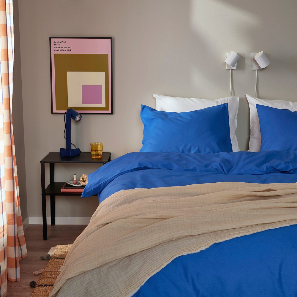IKEA PILTANDVINGE  (ИКЕА ПИЛТАНДВИНГЕ)  -  Пододеяльник и 2 наволочки, синий, 200x200/50x60 см