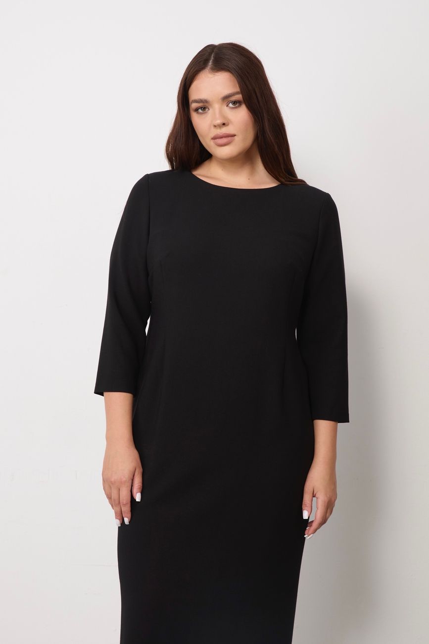Платье-футляр, со шлицей, черный