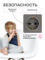 Розетка внутренняя двойная с заземлением серая