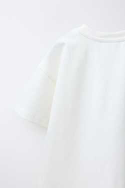 ZARA ФУТБОЛКА С ПРИНТОМ, БЕЛЫЙ