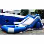 Надувная водная горка «Пляжная», 10*2,5*3 м, герметичная бело-синяя