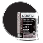 ЛАКРА  Грунт-эмаль 3 в 1 по ржавчине гладкая  Черная 0,8кг (LAKRA)