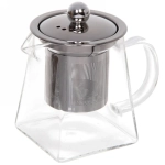 Чайник заварочный стеклянный 300мл «Хай-Тек» Трапеция с металлическим ситом Селфи