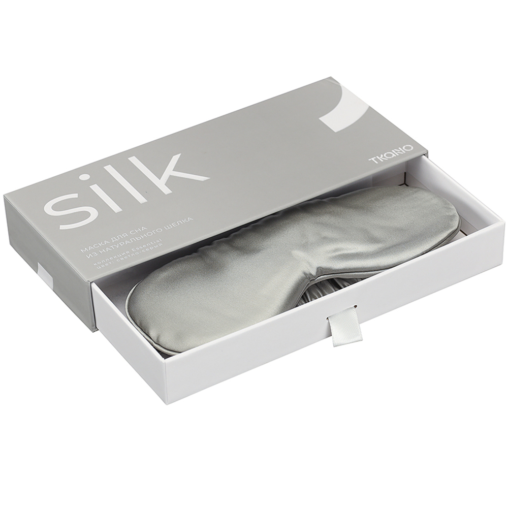Маска для сна из натурального шелка светло-серого цвета из коллекции essential