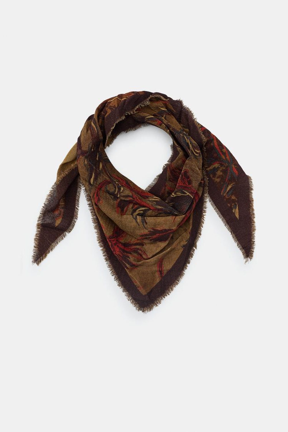 ZARA БАНДАНА С ЦВЕТОЧНЫМ ПРИНТОМ, СВЕТЛО-КОРИЧНЕВЫЙ