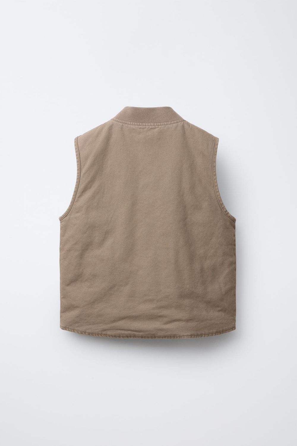 ZARA ЖИЛЕТ ИЗ ТВИЛА С НАШИВКОЙ, БЕЖЕВЫЙ