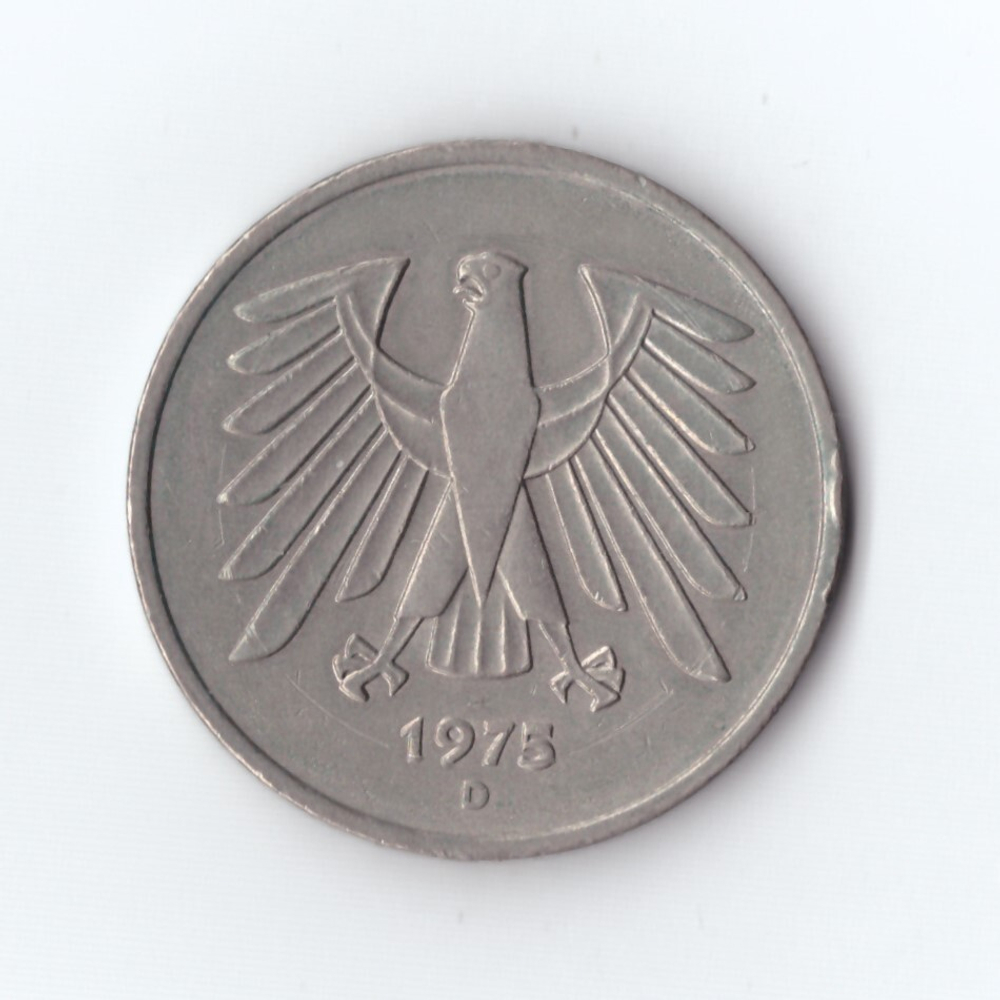 Германия 5 марок 1975 г UNC