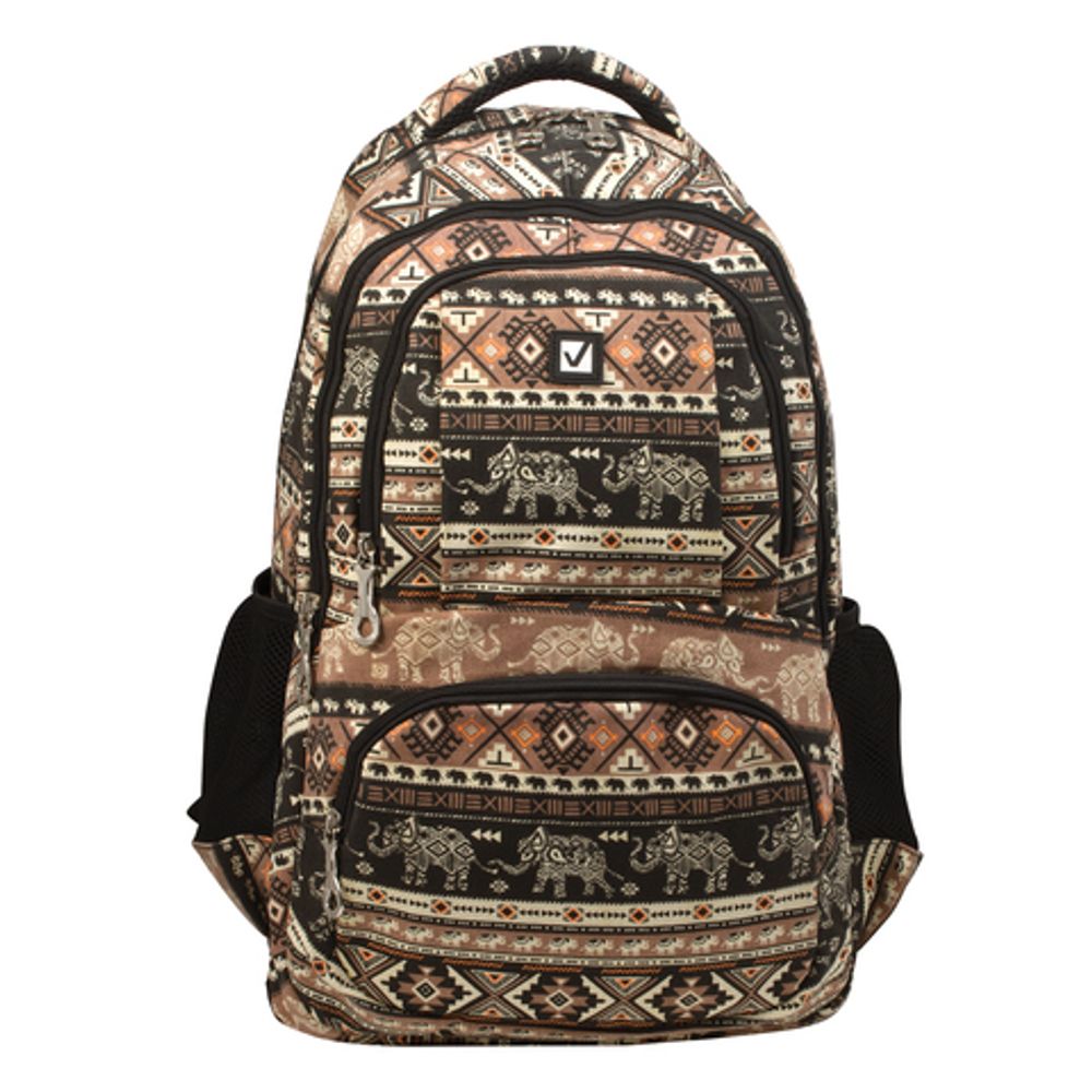 Рюкзак BRAUBERG для старшеклассников/студентов/молодежи, узоры, "Слоны", 27 литров, 47х32х14 см, 226354