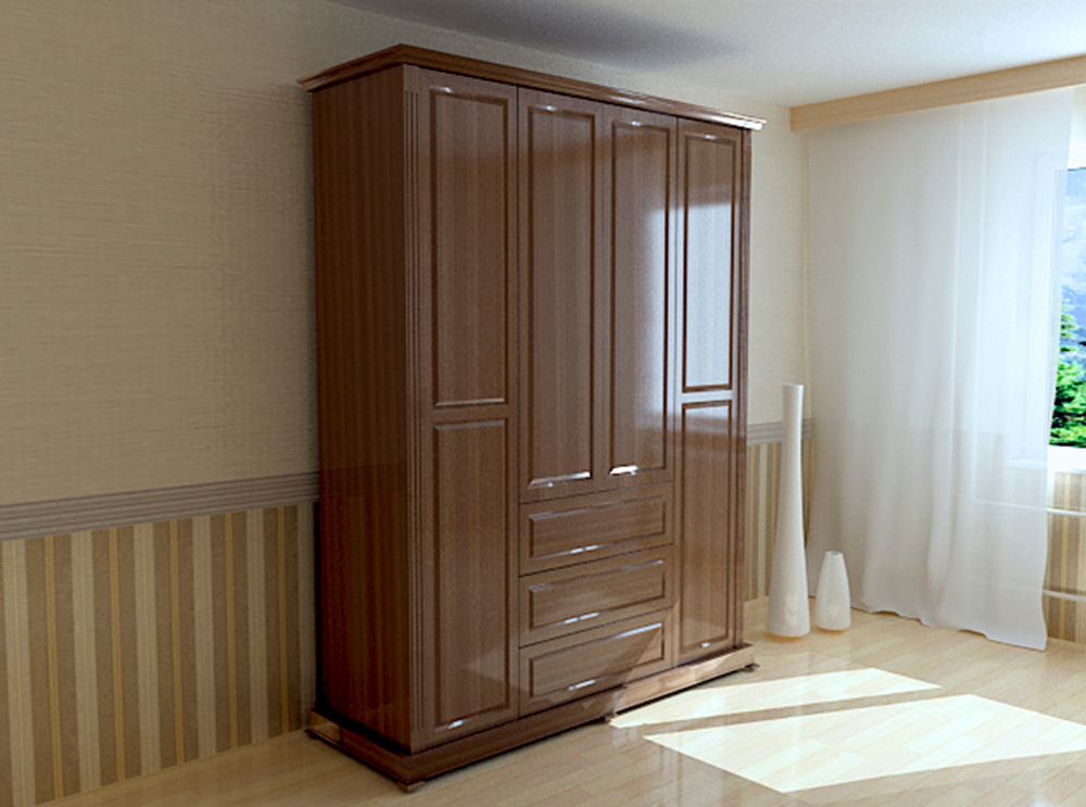 Шкаф Кардинал 4-х створчатый со встроенным комодом