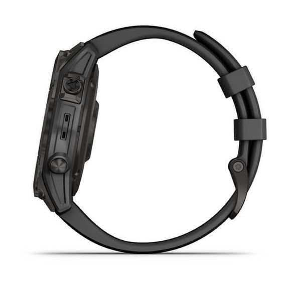 Умные часы Garmin Fenix 7 Sapphire Solar титановый серый DLC с черным ремешком