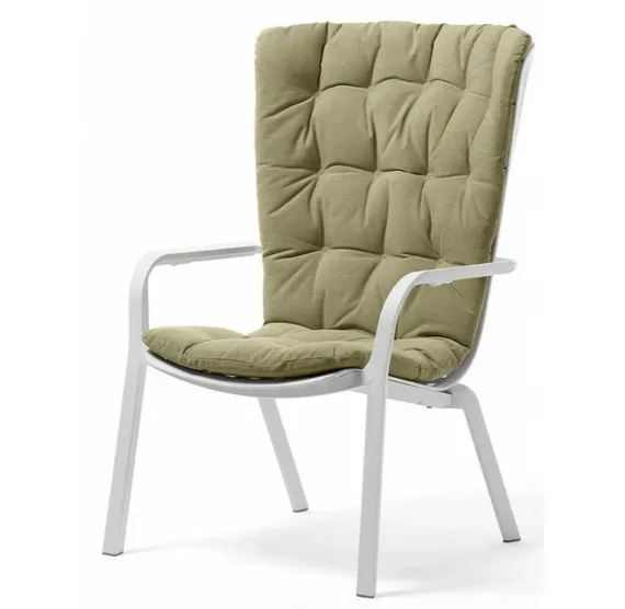 Уличное кресло Folio белое с зеленой подушкой